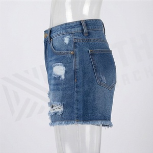 Shorts en jean taille haute pour femme, grande taille, respirants, écologiques, décontractés, coupe ajustée, motif estival, couleur personnalisable - Product Image 3