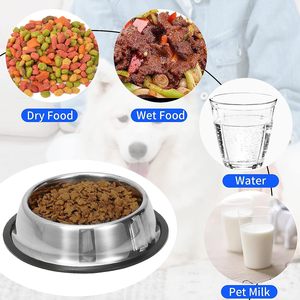 Customizable 400ml Non-Skid Stainless Steel Bowl <b>Feeder</b> Rubber Base Portable Design Dishwasher Safe Easy Clean Unbreakable <b>Cat</b> - Product Image 5