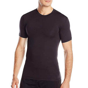 Camiseta de Compresión de Manga Corta Negra para Hombre, Corte Ajustado, Secado Rápido, Cuello Redondo, Ropa Deportiva para Gimnasio, Informal, Tejido Sólido - Product Image 2