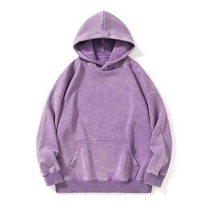 Sweat à capuche polaire surdimensionné personnalisé pour homme, violet vintage, 100% uni, anti-rétrécissement, doublé, brodé, effet délavé à l'acide, vente en gros - Product Image 1