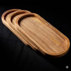 Bandeja de Servir Rústica de Madera Hecha a Mano, Bandeja de Servir para Desayuno, Té, Café y Comida, Decoración para el Hogar, Cocina, Restaurante y Hotel - Product Image 4
