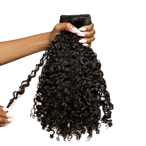 Bouncy <b>Curly</b> Raw Human Hair Drawstring Machine Double Weft 30 Inch Full Density Soft <b>Curly</b> <b>Extensions</b> - Product Image 5