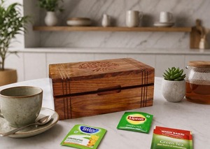 กล่องเก็บของไม้พรีเมียม เหมาะสำหรับใส่ถุงชา ซองกาแฟ ซองน้ำตาล และเครื่องปรุงรส นำเข้าจากอินเดีย - Product Image 5
