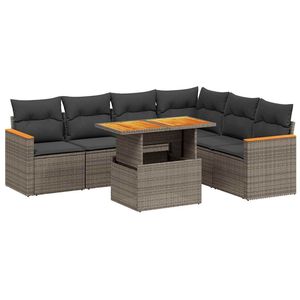 Set Divano da Giardino Grigio con Cuscini, Resistente ai Raggi UV, in Rattan PE, Arredamento da Esterno dal Design Contemporaneo, Impermeabile per Uso in Giardino - Product Image 2