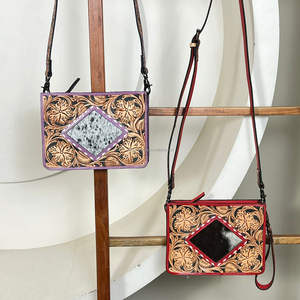 Bolso bandolera pequeño de cuero genuino de estilo occidental de lujo, hecho a mano, para mujer, de piel de vaca natural, cuadrado, con correa para la muñeca. - Product Image 5