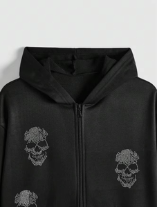 Nouveau design unique 2026 – Sweat à capuche zippé pour femme, imprimé uni, en polaire épaisse, écologique, automne-hiver, broderie 3D et strass - Product Image 5