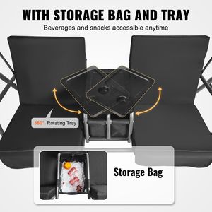 Dondolo da Esterno a 2 Posti con Tettuccio Regolabile, Borsa Portaoggetti, Vassoio Girevole e Tessuto Oxford Resistente per il Tuo Relax - Product Image 5