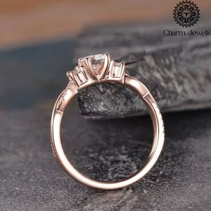 Charm_Jewells IGI Certified 3 GM <b>Silver</b> 18K Gold Plated Cushion Cut Moissanite Eternity <b>Band</b> <b>Ring</b> Prong Setting Women's <b>Ring</b> - Product Image 3