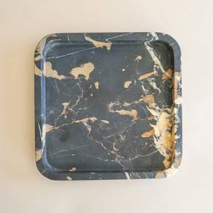 Plateau de service carré en marbre noir et or, pierre naturelle, décoration de luxe pour la maison, résistant au feu, revêtement mural de cuisine - Product Image 3