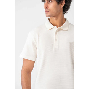 Men's <b>White</b> Cotton <b>Polo</b> Shirt Solid Knitted Casual Summer Wear Short Sleeve Top - Product Image 3