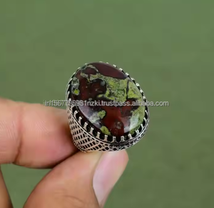 Anillo de jaspe de sangre de Dragón de la mejor calidad, anillo de Plata de Ley 925 de jaspe australiano, anillo de propuesta de piedras preciosas verdes, Día DE LA Independencia - Product Image 5