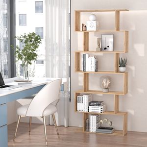 75.5 \ "H libreria a 6 livelli in legno di quercia espositore e divisorio - Product Image 2