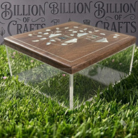 Boîte à chocolat en acrylique transparente de luxe avec couvercle en bois personnalisé, emballage transparent pour truffes, présentoir à bonbons, boîte cadeau en gros