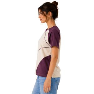 T-shirt raglan violet prune pour femme, col rond, manches courtes, en polyester et coton, décontracté, été, personnalisable avec logo, vêtements OEM ODM - Product Image 3
