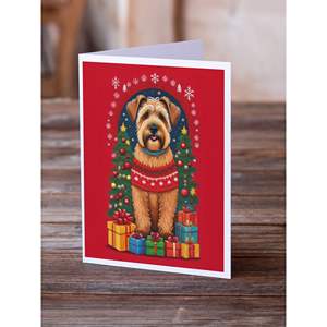 Whimsical A7 Tamaño 5x7 Wheaten Terrier Holiday Christmas Tarjetas de felicitación Pack 8 Tarjetas de nota en blanco con sobres - Product Image 2