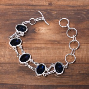 Natural Blue Sapphire <b>Bracelet</b> 925 Sterling Silver <b>Bracelet</b> Handmade Oval Faceted Gemstone Jewelry Women Gift - Product Image 2