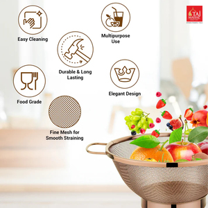 Hot Selling SS <b>Colander</b> Mesh Basket Pvd Coated Rose Gold Stainless Steel Kitchen <b>Colander</b> Vegetable <b>Strainer</b> Bowls - Product Image 5