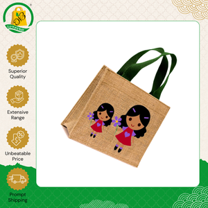 Bolsa de compras grande de yute con asa de cinta tejida estampada a la moda, muy demandada y a precio asequible, procedente de la India. - Product Image 2