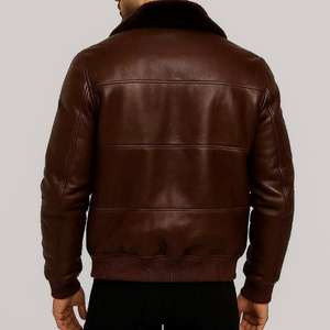 แจ็คเก็ตหนังแท้บุรุษสำหรับฤดูหนาว แบบลำลอง ระบายอากาศได้ดี แห้งเร็ว มีโลโก้ด้านหน้า ทำจากหนังวัวแท้ - Product Image 6