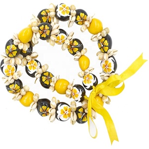 Collana Artigianale Hawaiana Dipinta a Mano con Noci di Kukui e Conchiglie, Collana Estiva da Spiaggia alla Moda per Donne - Product Image 6