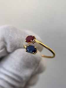 Anillo Toi Et Moi de Zafiro Azul y Rubí, Plata de Ley 925, Chapado en Oro de 14K, Anillo de Compromiso o Aniversario - Product Image 6