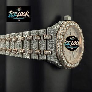 Reloj de Lujo para Hombre ICELOOK, Caja de Acero Inoxidable de 41 mm, Cristal de Zafiro, Movimiento de Cuarzo Analógico, Esfera con Diamantes de Imitación, Visualización de Fecha - Product Image 3