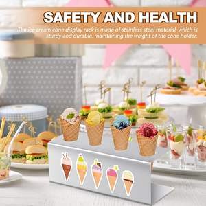 Support pour cornets de crème glacée pour service et présentation lors de fêtes, présentoir à desserts durable pour anniversaires, mariages et décoration de comptoir de glacier - Product Image 4