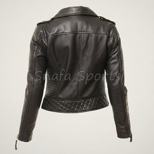 Chaqueta de Cuero Genuino para Mujer, Corte Entallado, Estilo Motero, Abrigo de Moda, Calidad Premium, Ropa de Invierno para Damas, Chaquetas Elegantes - Product Image 2