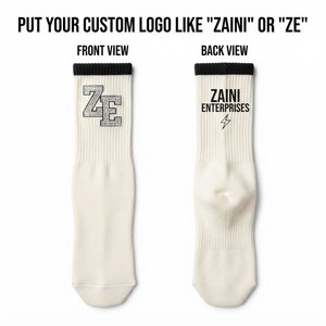 Premium Cotton Blend 200 GSM Ribbed Compression <b>Thick</b> Crew <b>Socks</b> White Black Cuff Custom Rhinestone Digital Print Logo OEM Sport - Product Image 1