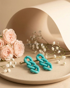 Women's Modern Gold Plated Resin Handmade Beaded Hoop Earrings Stylish Christmas Oval Cut Love Pattern Design Parties Wholesale - Product Image 6