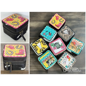Nouvelle boîte à bijoux portable en cuir de vachette façonnée à la main avec fermeture éclair pour le rangement des bijoux, mini étui de voyage en cuir véritable - Product Image 1