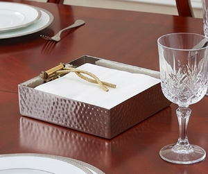 Hammered Design Tissue Holder With Gold Rope Design <b>Mirror</b> Polished Stainless Steel Perfect For Table Decor And Elegant Home Use - Product Image 3