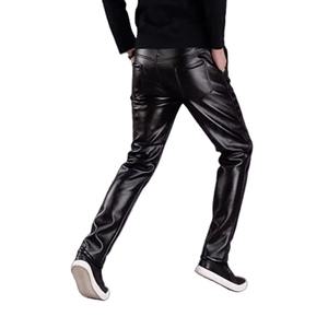 Pantalon en cuir pour homme sur mesure, style motard, noir, coupe slim, droit, décontracté, extensible, en cuir de vachette, toile, design vintage, imperméable - Product Image 5