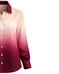 Chemise boutonnée à manches longues pour femme, dégradé beige à bordeaux, style décontracté pour le bureau, fabrication sur mesure, vêtements OEM personnalisés - Product Image 4
