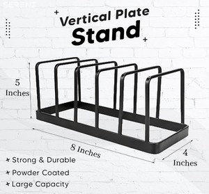 Plate stand for <b>kitchen</b> cabinet - 5 Compartments, Pack of 1, Iron Plate Stand Durable <b>Kitchen</b> Organizer for Plate, Thalis | - Product Image 2