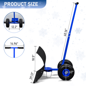29 X 18in Heavy-Duty Manual Snow Shovel Adjustble T Handle with Inflatable Wheels for Driveways Human-Powered Snow Sweeper - Product Image 6