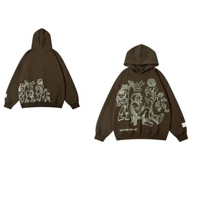Custom Washed Digital Printing Eco-Friendly 300g Cotton Fleece French Terry Pullover Streetwear Drop Shoulder Winter Hoodie - Product Image 3