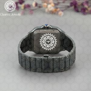 Reloj de Lujo Charm Jewells de Acero Inoxidable de 40 mm, Analógico, Mecánico, para Hombre, con Detalles de Diamantes, Cierre de Mariposa, Fecha Automática, Resistente al Agua - Product Image 3
