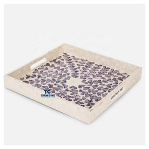 ผู้ส่งออกที่เชื่อถือได้ ถาดเปลือกหอยมุก ถาดหวายสไตล์งานสานธรรมชาติ ประดับเปลือกหอยมุก - Product Image 1