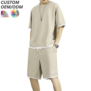 Conjunto de Camiseta y Pantalones Cortos Deportivos Transpirables de Punto para Hombre, Atuendo Casual de Dos Piezas para Verano, Logotipo Personalizado, Soporte OEM ODM, Suministro al por Mayor - Product Image 1