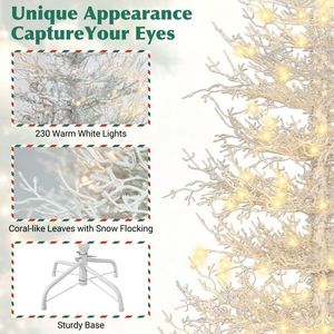 4FT Pre-Lit Aspen Fir Christmas <b>Tree</b> Hinged Xmas <b>Tree</b> 280 Snow Flocked Branch Tips 230 Warm White <b>LED</b> Lights for Holiday - Product Image 4