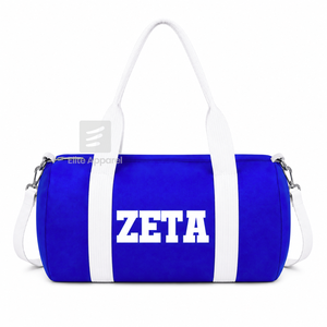 Bolsa de lona personalizada de la hermandad Zeta Phi Beta, azul y blanca con logo bordado, para uso diario, de gran capacidad, de nailon y poliéster. - Product Image 1