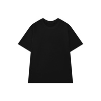 T-shirt bleu à col rond et manches courtes, couleur unie, tissu tricoté, style décontracté, unisexe adulte, coupe classique