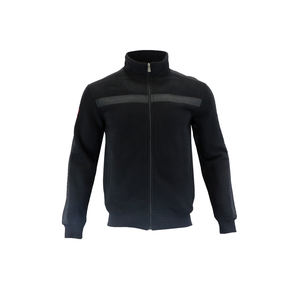 Blouson aviateur pour homme, noir uni, col côtelé, veste décontractée - Product Image 6