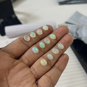 Lot de cabochons d'opale naturelle éthiopienne, forme ovale, multi-feu, pierres précieuses d'opale en vrac, taille calibrée pour la fabrication de bijoux, vente en gros - Product Image 6