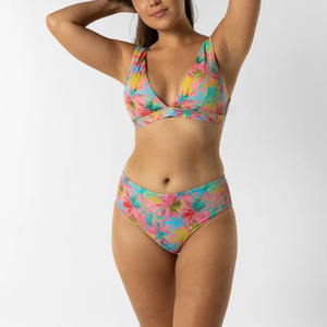 Maillot de bain personnalisé à imprimé floral pour femmes, haut court, ensemble de bikini brésilien réversible - Product Image 5