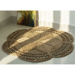 Tapis en jacinthe d'eau de style bohème faits à la main de haute qualité, résistants au feu, écologiques, en fibres naturelles - Product Image 4