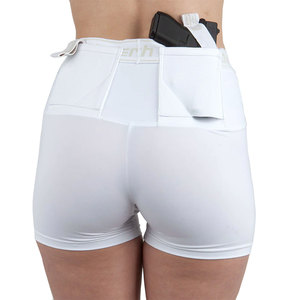 Shorts tactiques de compression pour femmes à taille haute avec poche dissimulée pour holster de pistolet, pour le port dissimulé - Product Image 1
