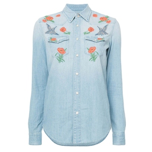 Camisas de Mezclilla de Algodón Suave Premium para Mujer, Manga Larga, Cierre de Botones, Estilo Casual y Formal, Corte Holgado, Color Azul Denim - Product Image 4