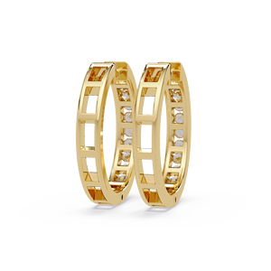 Channel Set Huggie Hoops Earrings 14k Pure Gold Round Brilliant Lab Grown Diamond Hoop Anniversary Gift Everyday Wear Wholesale - Product Image 3